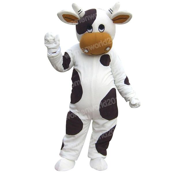 Costume da mascotte di mucca da latte di Halloween Costume da personaggio dei cartoni animati di alta qualità Completo da adulto unisex Vestito da carnevale di Natale