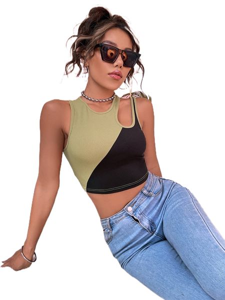 

two tone cut out tank z1ws#, White