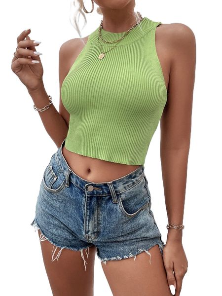 

ribbed knit tank u37n#, White