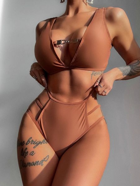 

ladder cut-out high waisted bikini swimsuit e7gv#, White;black