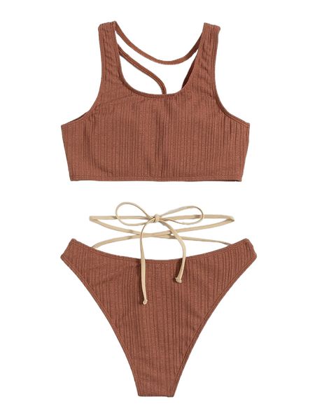 

lace up asymmetrical bikini swimsuit j0pp#, White;black
