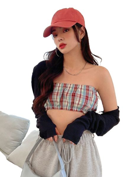 

dazy tartan print tube w9on#, White