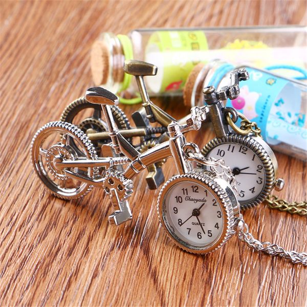 

10pcs bicycle key chain pocket watch creative model handicraft retro office table decoration table-4876y, Slivery;golden