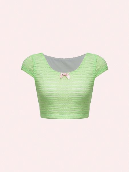 

mod bow front scoop neck tee i282#, White