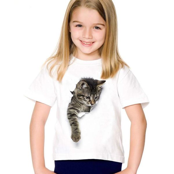 T-shirts Summer moda moda de marca infantil roupas de mangas curtas e meninas de mangas curtas Tops de camisetas 3D Camisetas casuais confortáveis