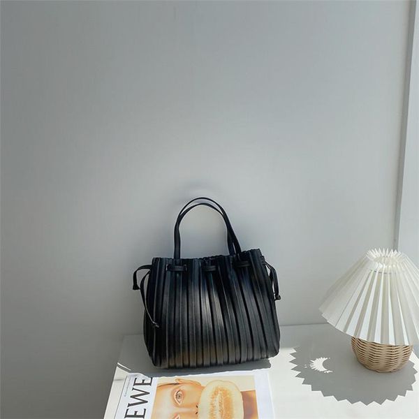 

evening bags fashion stripe women's bag 2022 pu fold bucket ladies handbags simple luxury crossbody for women female messenger
