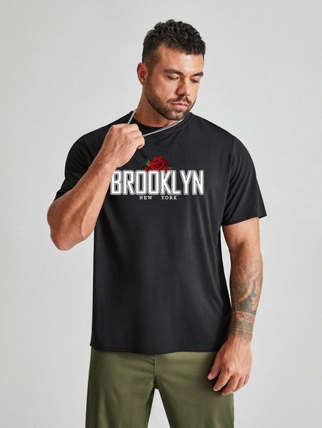 

extended sizes men rose and letter graphic tee q57x#, White;black