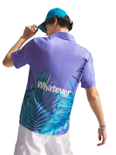 

men random letter & tropical print shirt y8dr#, White;black