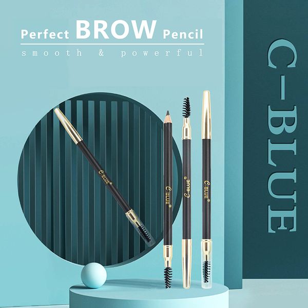 

Perfect Eye Brow Pencil - Dual-ended 6-colors Traditional Eyebrow Pencil with Powder-like Formula Smooth for Daily Use, C blue eye brow pencil
