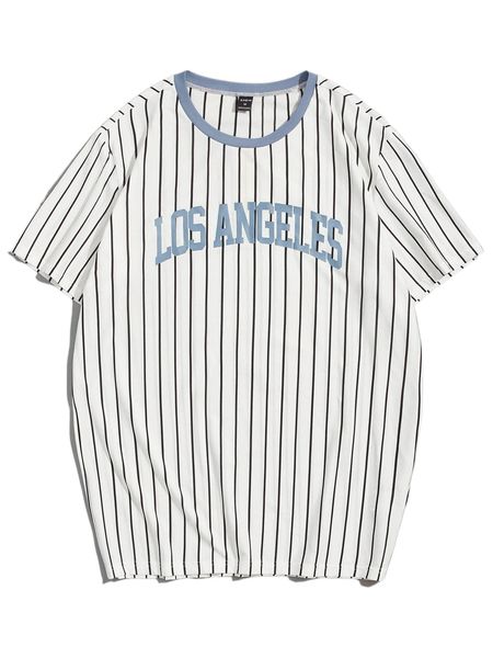 

men striped & letter graphic tee u1fe#, White;black