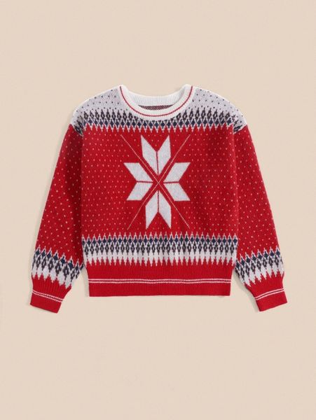 

1pc geo print round neck sweater x1ow#, White;black