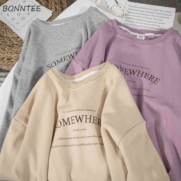 

sweatshirts womens spring vintage lovely simple clothing daily teenagers all-match soft letter fashion leisure tender chic loose, Black