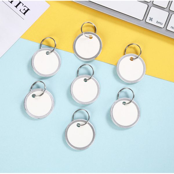 

metal rim paper key tag with keyring round keychains 32mm key fob, Slivery;golden