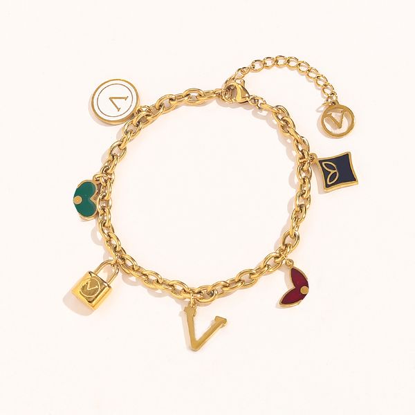 

luxury designer bracelet fashion women accessories four leafs flower pattern chain bangle, Golden;silver