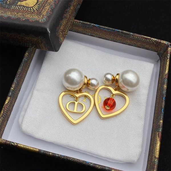 

82% off online sale new silver needle pearl net red same small simple heart-shaped earrings, Golden