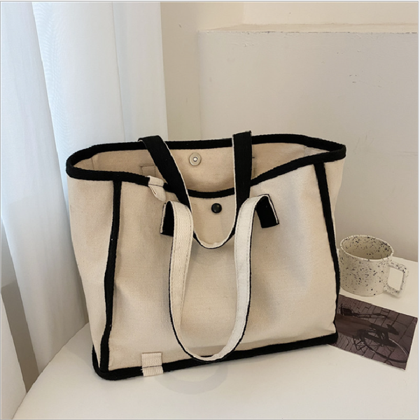 

female canvas bag student sweet hit color patchwork shoulder bag casual high capacity shopper tote bags for women