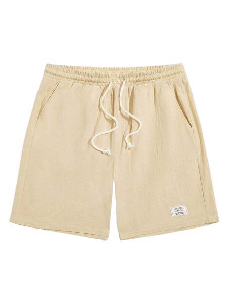 

men letter patched detail drawstring waist shorts r9sm#, White;black