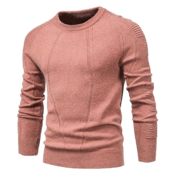 

autumn winter pullover solid color mens sweater oneck geometry men casual fashion pull slim s mens 201221, White;black