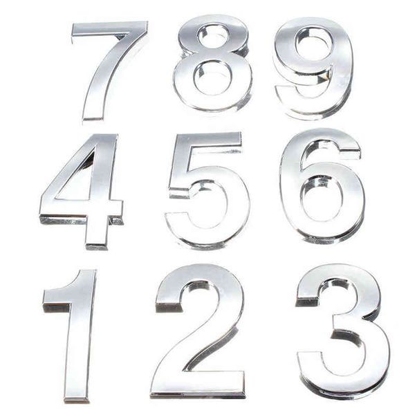 Nuove cifre 3d 0-9 Numero adesivo in argento Piastra da 5 cm Segno Hotel Argenteo Porta Targa Moderna placcata Casa Decorazione auto a casa