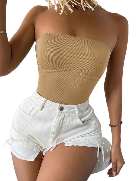 

solid rib-knit tube l3vj#, White