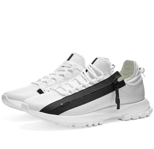 

perforation design spectre low-runner sneakers shoes white black breath leather with zip trainers technical comfort casual footwear eu38-46