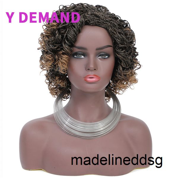 

fashion synthetic wig medium curly hair pure hand braided braids 2sxq, Black