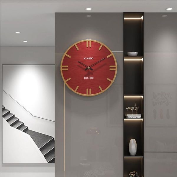 Relógios de parede 35 cm Relógio circular nórdico Moderno montado na parede da sala de estar da sala de estar redonda Round Watch Home Dining Hout-Dend Clockwall