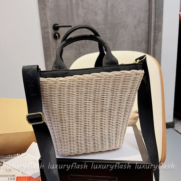 

summer woven totes beach women designers handbags straw wicker large capacity shoulder 2022 new ladies buckets handbag high quality
