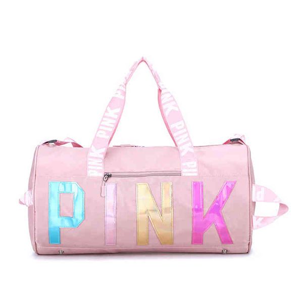 

pink travel bag women outdoor sports fitness training bags nylon waterproof female fitness bag 220423