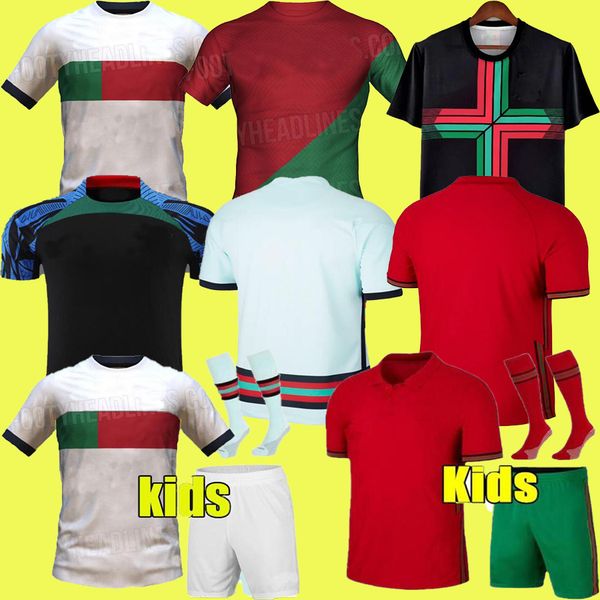 

2022 2023 joao felix soccer jerseys ruben neves bruno ronaldo fernandes portugieser 22 23 portuguese football shirt men kids kit set diego j, Black;yellow