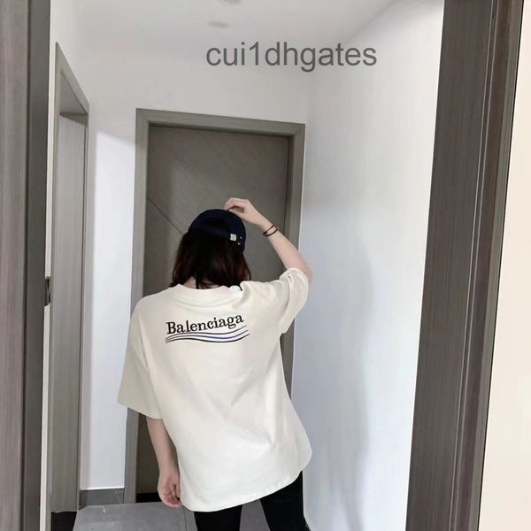 

2022 designer bal t shirt latest stable 2022 new paris b classic cola wave print embroidered letter t-shirt, White;black