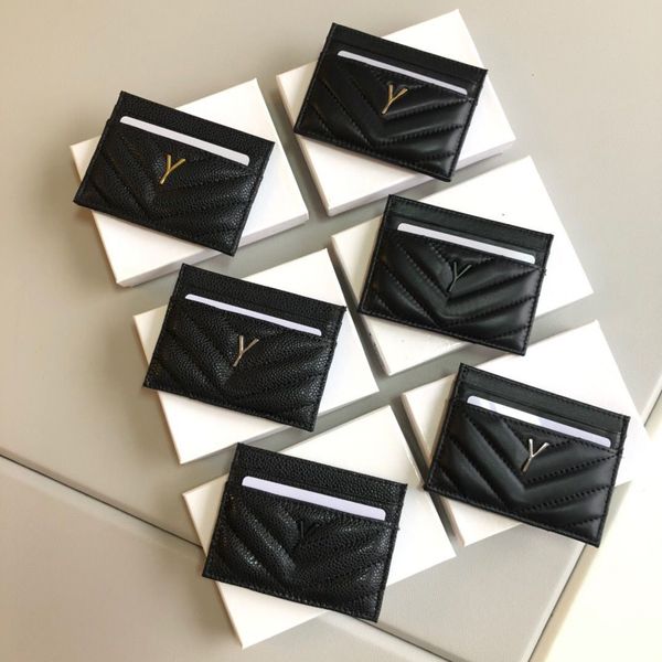 

designer card holder luxury men women mini wallets classic ultra-thin card holder money clip men lingge fashion purse pocket interior slot l, Black