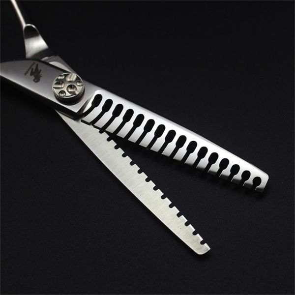 

6.0" hairdressing scissors fishbone double side teeth 440c haircut barber makas thinning shears professional hair 220317