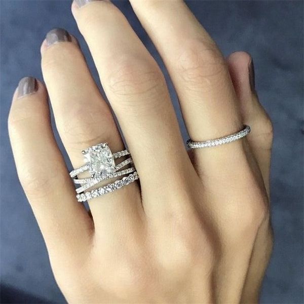 Presente do Dia dos Namorados 925 Sterling Silver Fashion Rings For Women Girl Lady Weding Party X Lock Heart Crown Jewelry 220728