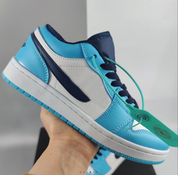 

men women shoes jumpman 1 low sunshine blue basketball classical 1s designer fashion sport running shoe 553558-144 dress shoe, Black