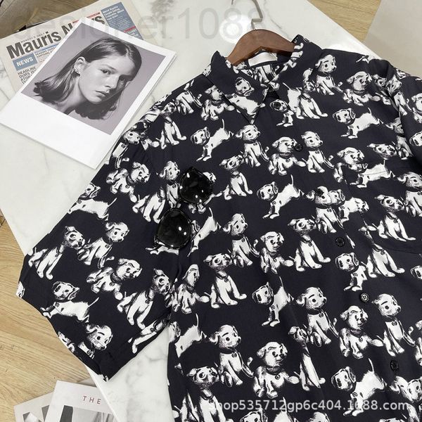 

women's polos designer [correct version]22 new artist series dog print suit shirt loose and versatile for men women nli5, White
