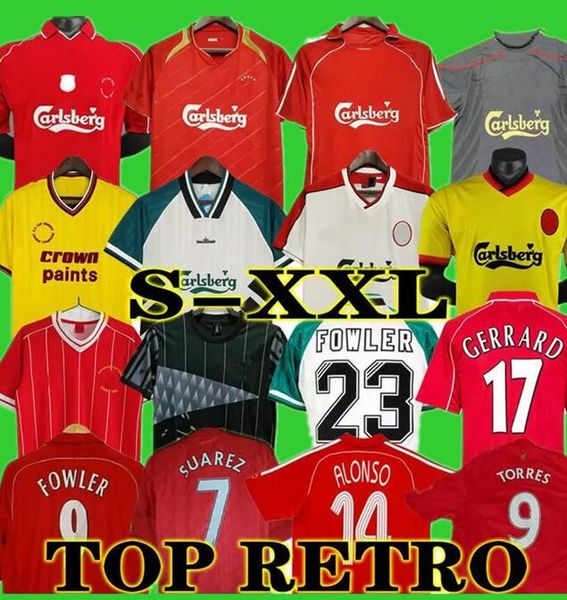 

fowler 93 95 retro gerrard 04 05 14 15 soccer jersey suarez torres 1984 dalglish football shirts mcmanaman 1989 maillot 06 07 barnes 08 09 1, Black;yellow