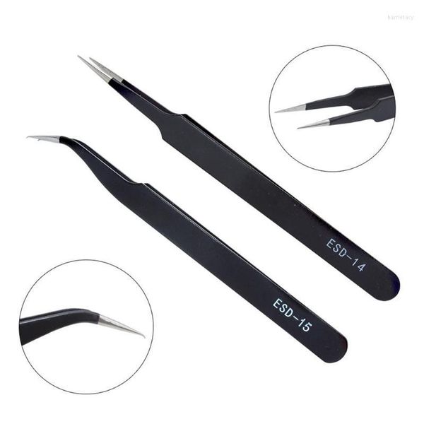 Escovas de maquiagem 2pcs aço inoxidável em aço reto Curvido TweeZers Clip Nail Art Tool Harr22