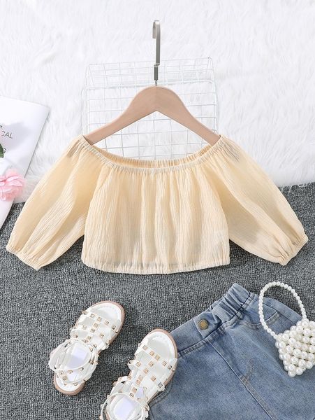 

toddler girls off the shoulder textured blouse she, White;black