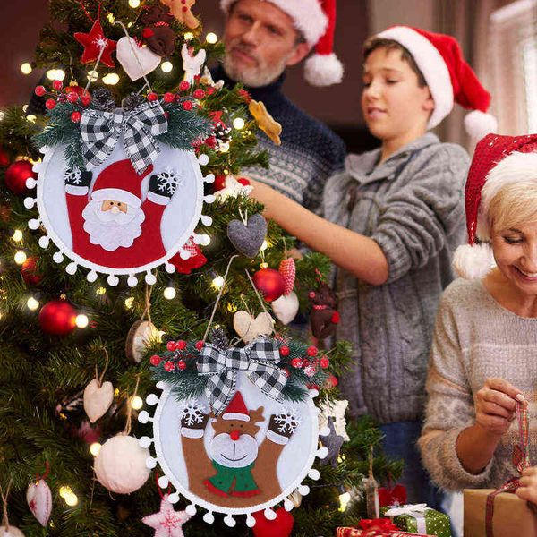 

factory outlet better 2022 new christmas decorations wreath santa claus snowman reindeer tree pendant