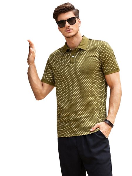 

men random polka dot polo shirt u9ng#, White;black