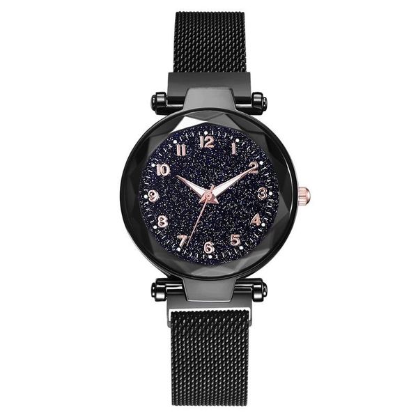 Redes de pulso Red Red Mesmo parágrafo quartzo Relógio Mesh Strap Korean Ladies Studies Starry Sky Gift Diamond WatchWatches