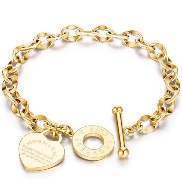 

wholesale jewelry women rose love bracelet bangles stainless steel gold love heart bracelets for birthday gift, Golden;silver