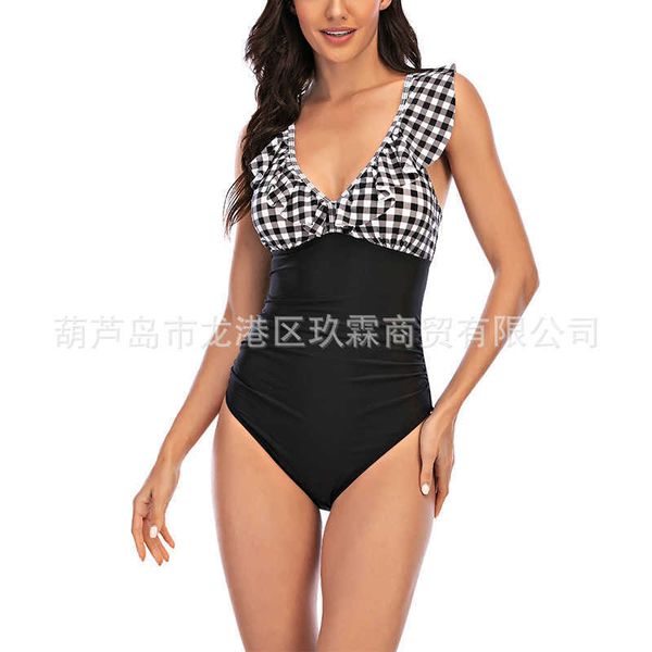 

2021 new swimsuit one-piece ruffle fashionable swimsuit women