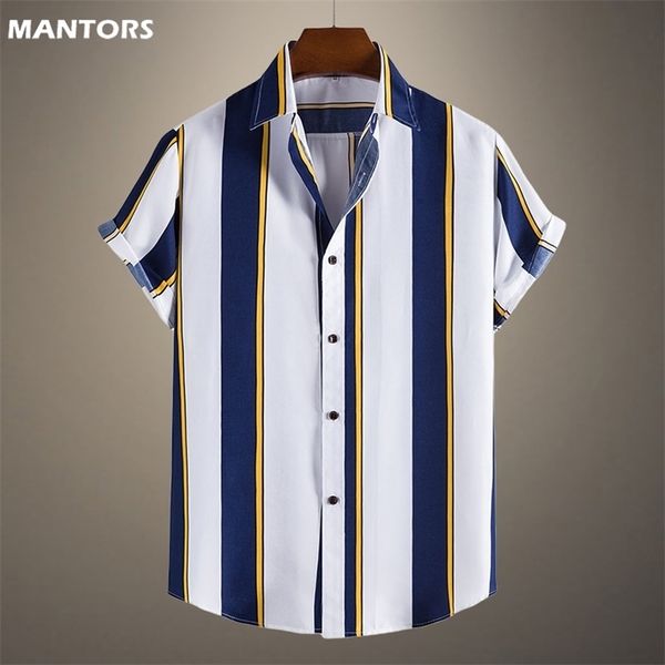 

hawaiian shirt men summer geometric print shirts short sleeve button shirts blouse loose casual summer men clothing camisas 220527, White;black