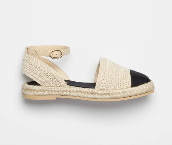 

casual shoes designer flat comfort sandals letter embroidered beige grosgrain espadrilles women walking ankle buckle sandals black breathabl