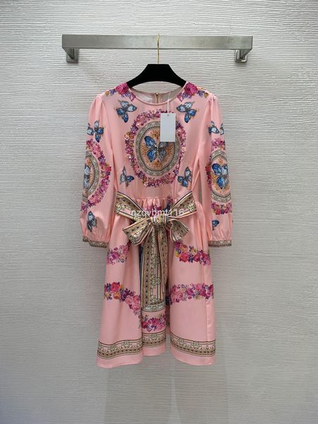 

casual dresses style court heavy industry diamond inlaid butterfly flower decorative belt with slim waist and lantern sleeve dress, Black;gray