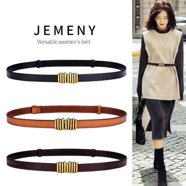 

waistbands belts leather women's thin belt summer decorative suit with dress waist closing versatile chain buckle, Black;brown