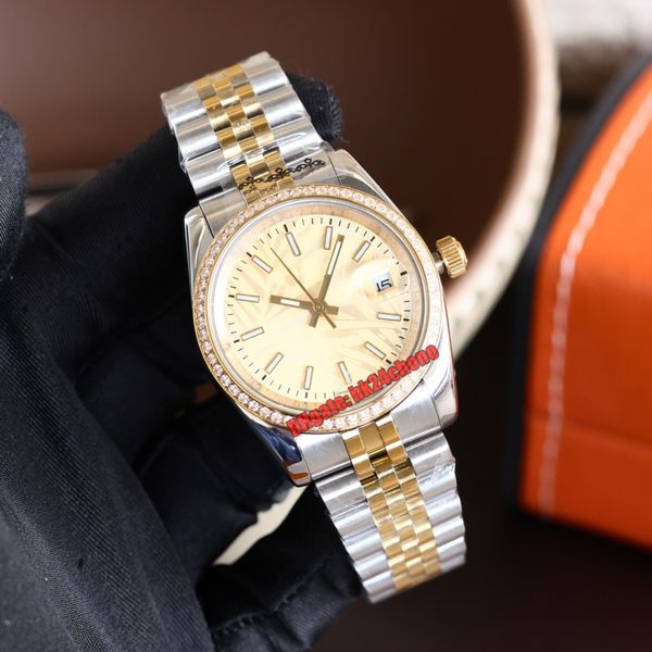 

watches 126283 36mm date miyota 8215 automatic womens mens watch sapphire mirror champagne dial 18k gold two-tone bracelet gents ladies wris, Slivery;brown