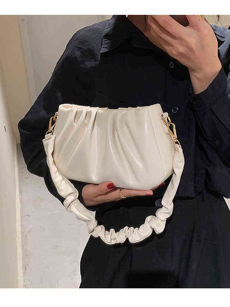

designer folded shoulder bags for women white cloud underarm women's bag tote pu leather fashion new female crossbody handbag g220517